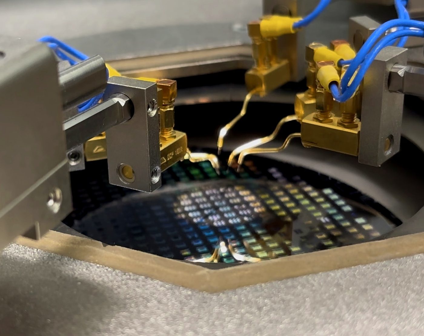 Wafer under test on a probe station